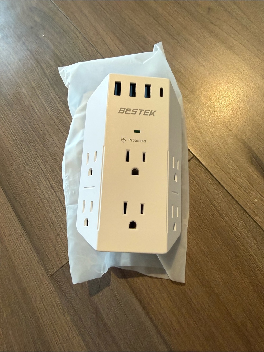White 7-Outlet Surge Protector Power Strip with 3 USB Ports